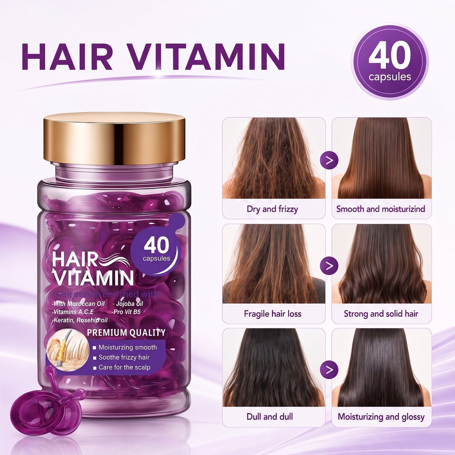 Violet & Argan Oil Hair Vitamin Capsules for Colored Permed Hair