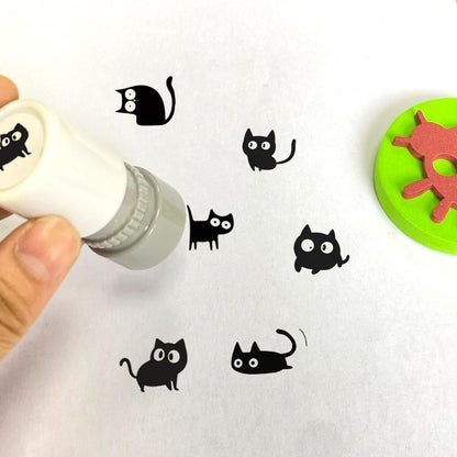 Cat Pattern Stamp, Round Self-inking Stamp