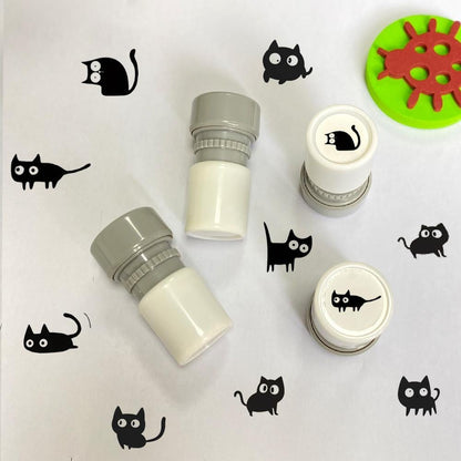Cat Pattern Stamp, Round Self-inking Stamp