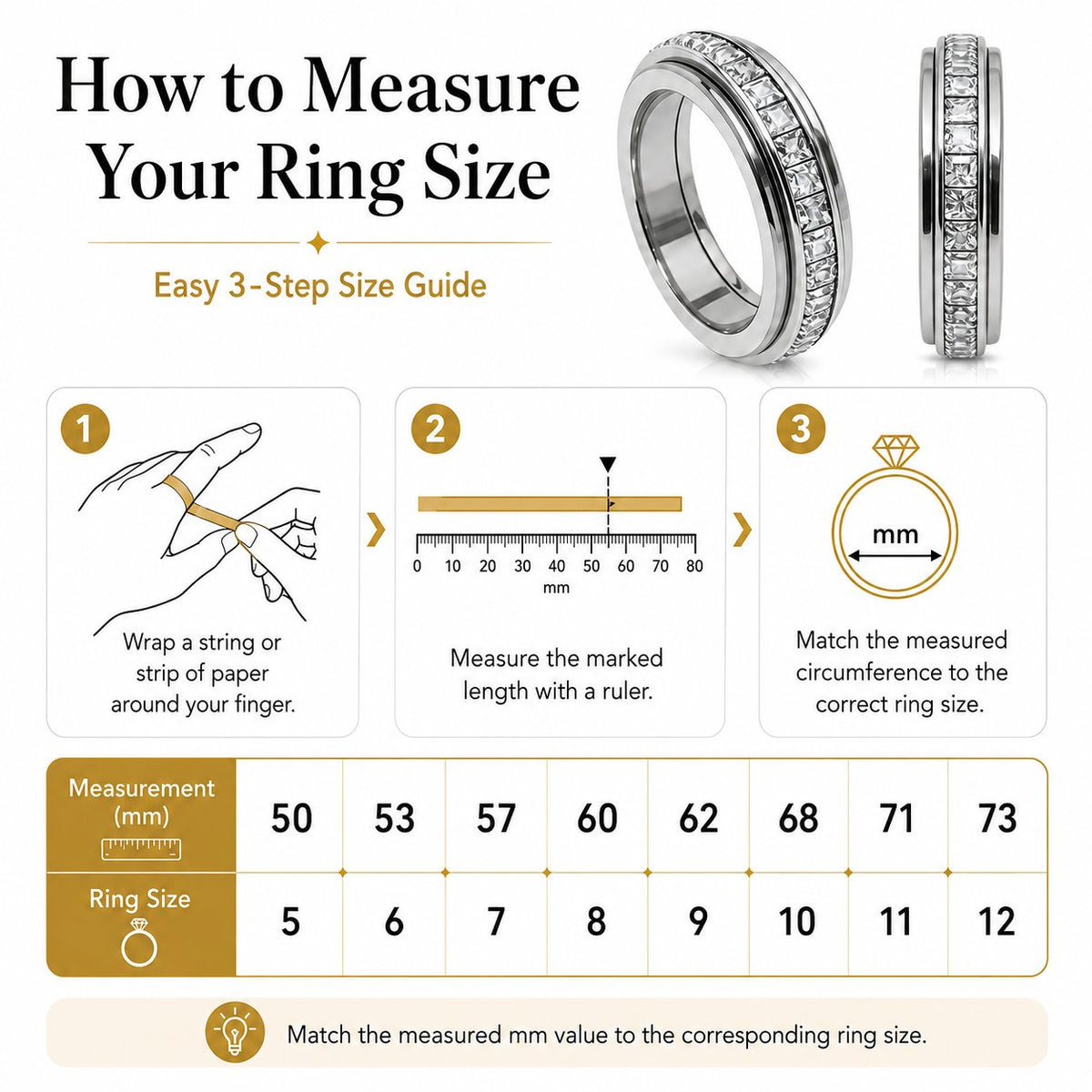 Crystal 360° Calming Spinner Ring