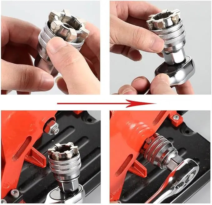 Multi-Function Universal Socket Wrench Tool - Universal Maintenance Tool, Adjustable Universal Socket Wrench, Universal Socket Tool for 3/8" Drive Ratchet Torque Wrench & Power Drill