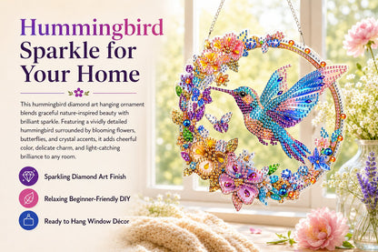 💥Hummingbird Diamond Art Hanging Ornament Kit – Sparkling DIY Window Ornament 🐦✨