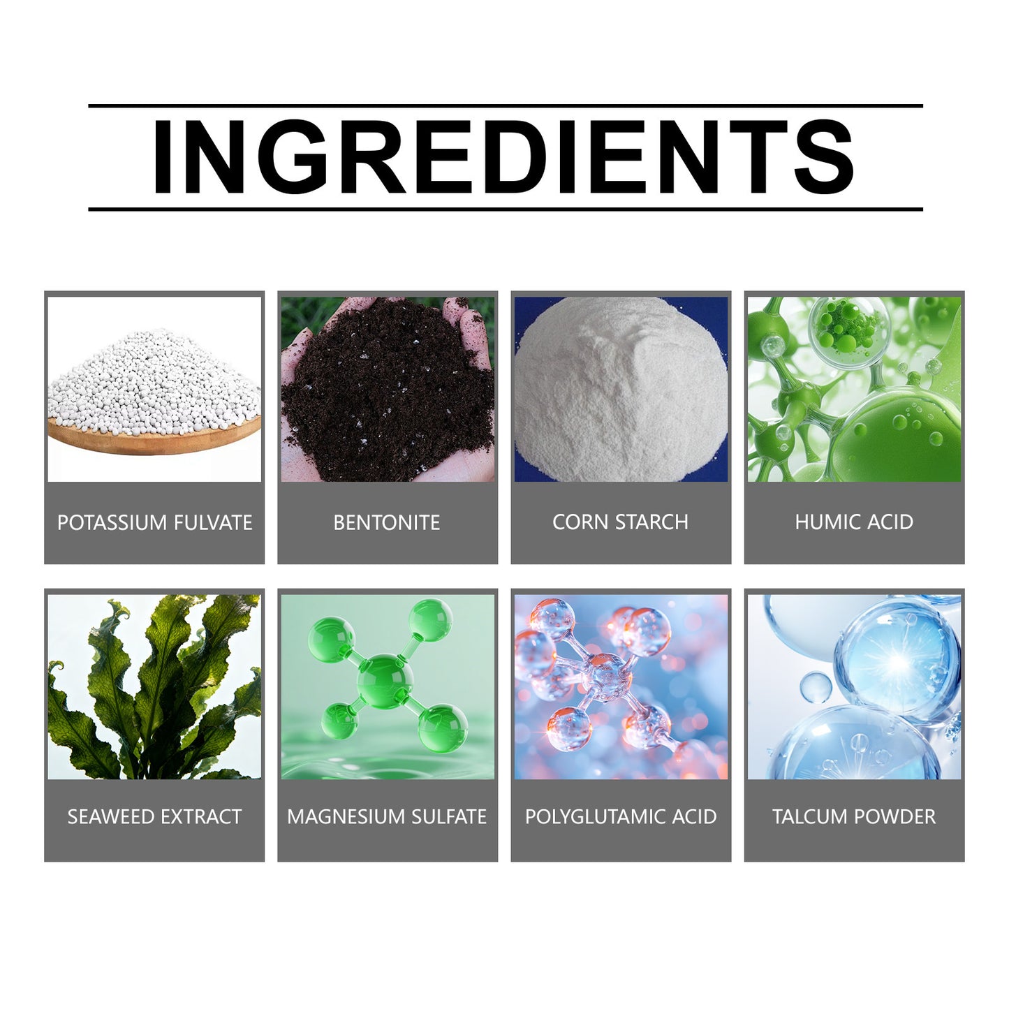 Soil conditioner. Concentrated humic acid formula, suitable for lawns and garden plants.