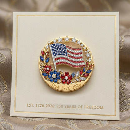 America 250th Anniversary Brooch – Patriotic Commemorative Pin for 2026 Celebration