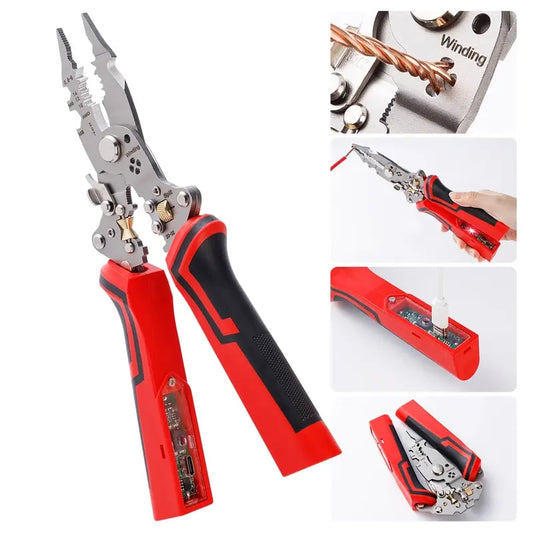 16 in 1 Wire Stripper Twister for Cutting and Pulling Wires,Cable Scissors,Voltage Tester Pliers