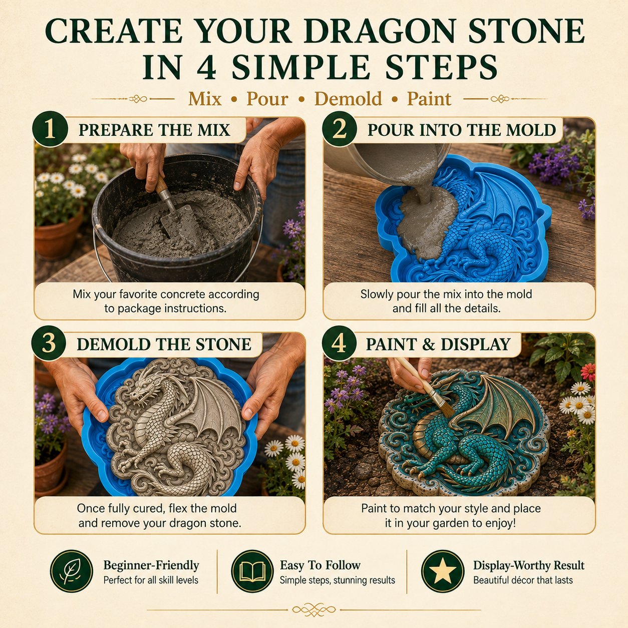 ✨Create Your Own Garden Art - Reusable Mold for Stepping Stones