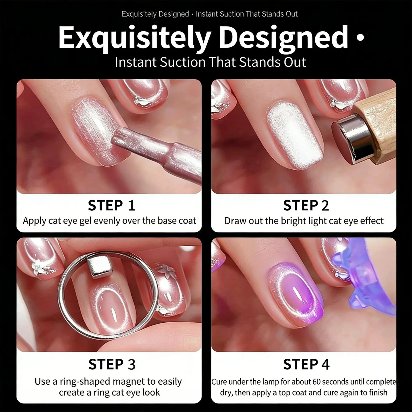 Hollow Ring Cat Eye Magnet For Nails, Easy Operation Nail Art Tool