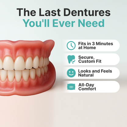 ORVYLA DENTURES-Boil-and-Bite Functional Denture, Self-fit at Home, Fully Adjustable for Narrow or Wide Arches, Long or Short-term Solution, Eat, Drink and Smile Confidently