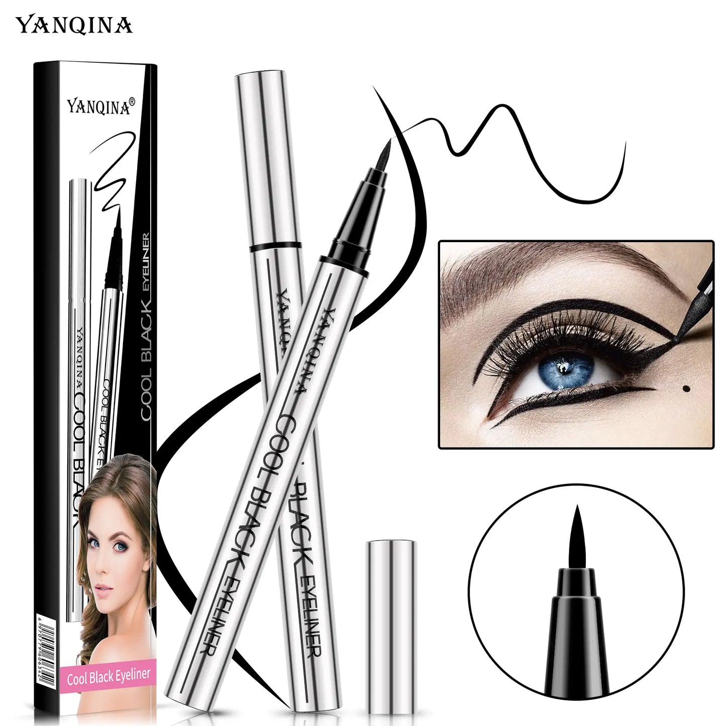 Waterproof Long Lasting Smudge-proof Gel Eyeliner Pen, Silky Vegan Formula