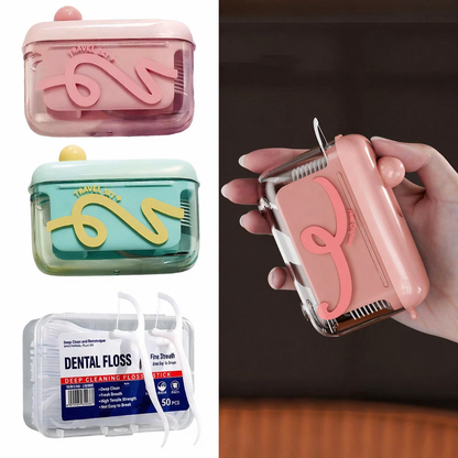 Automatic Pop-Up Dental Floss Dispenser Box Refillable Portable with Floss