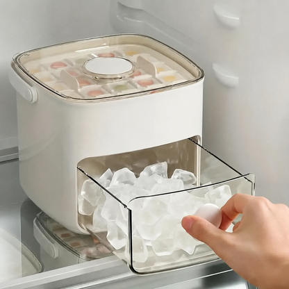 Ice Cube Maker, Ice Cubes Maker, Double Layer 50-ice Cube Maker with Easy Glide, Food-grade Plastic Storage Tray for Refrigerator, Kitchen Gadget, Utensils