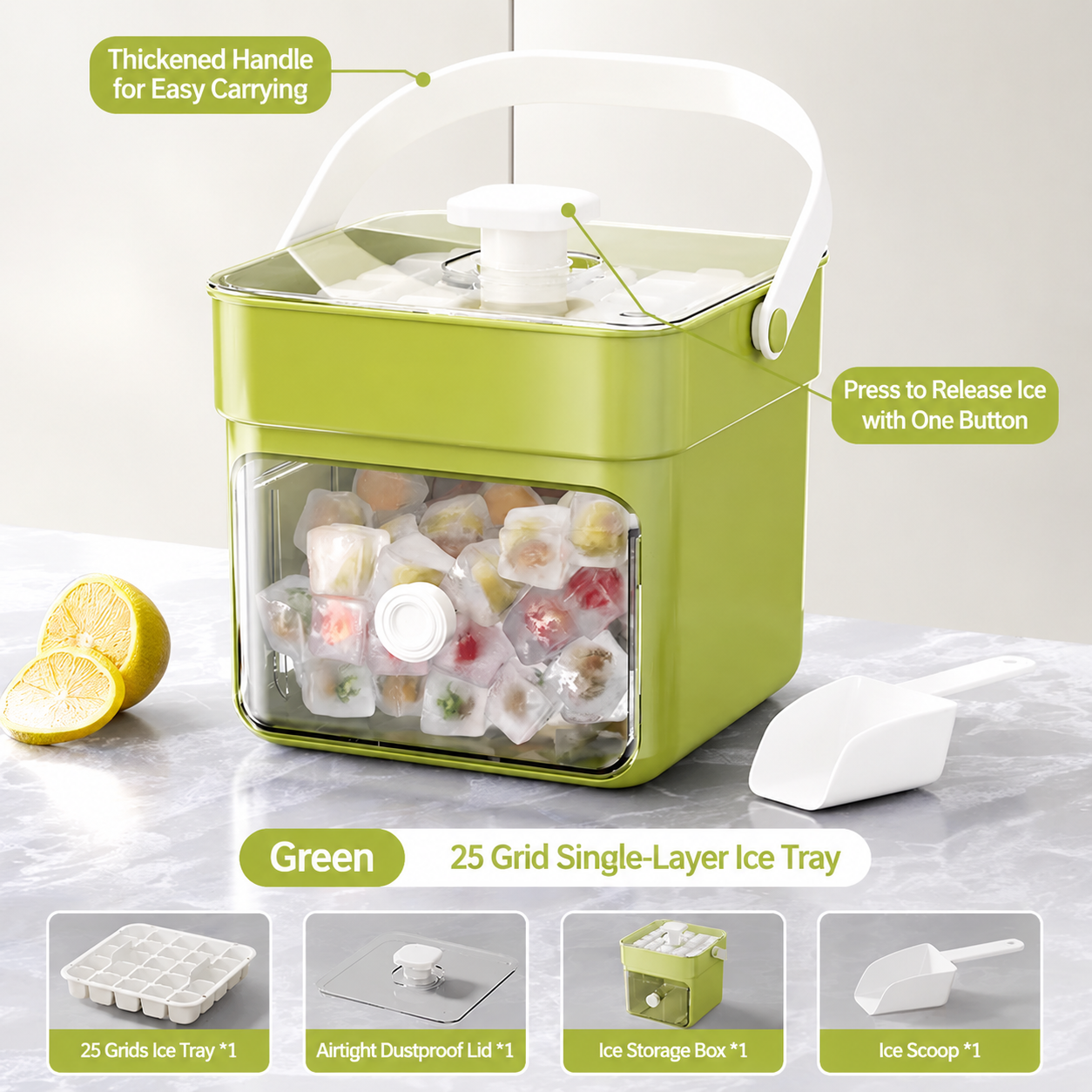 Ice Cube Maker, Ice Cubes Maker, Double Layer 50-ice Cube Maker with Easy Glide, Food-grade Plastic Storage Tray for Refrigerator, Kitchen Gadget, Utensils