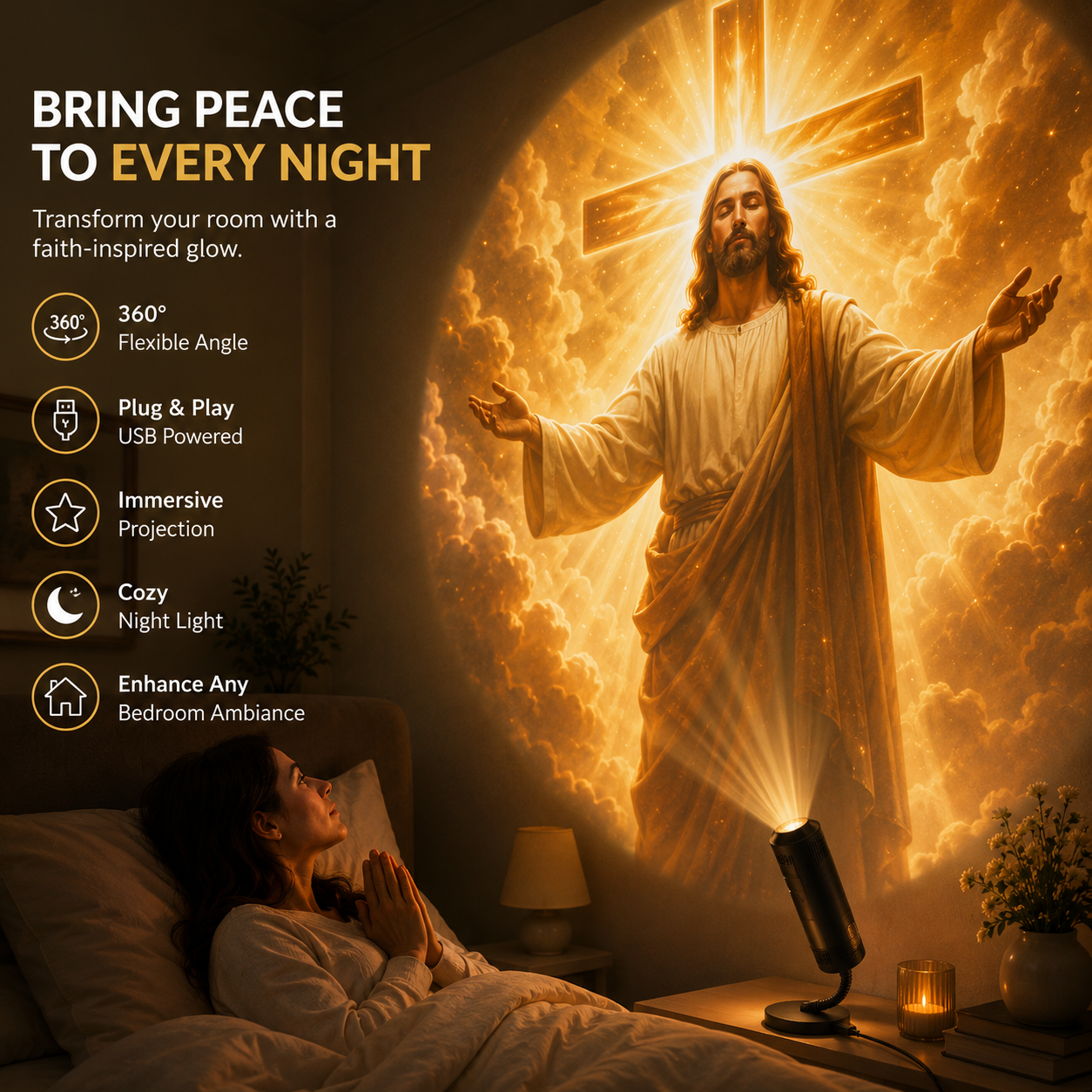 Plug & Play Jesus Projection Night Light