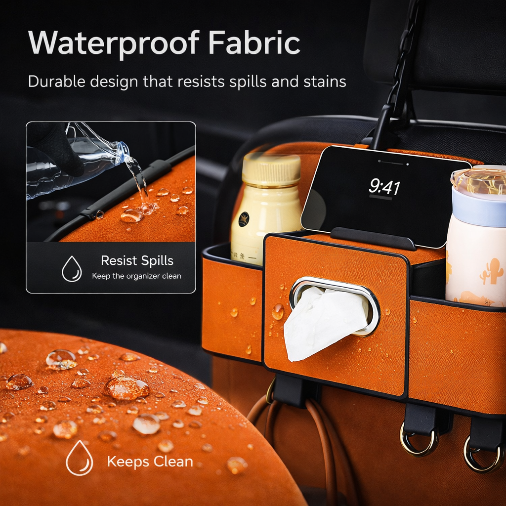 Car Backrest Storage Organizer with Hooks