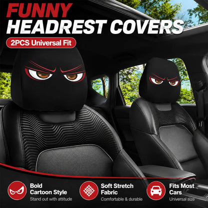 2Pcs Spooky Night Cartoon Universal Car Headrest Covers