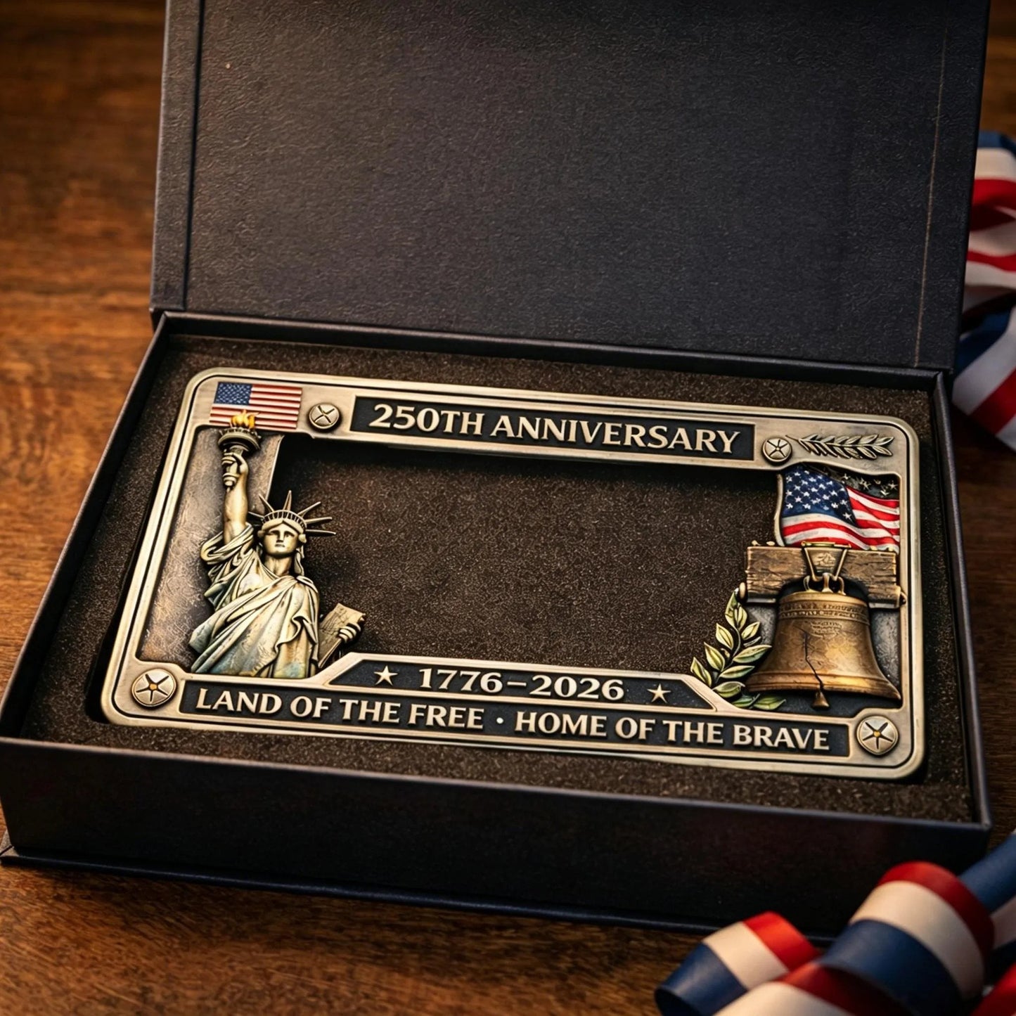 Patriotic Commemorative License Plate Frame for Vehicles