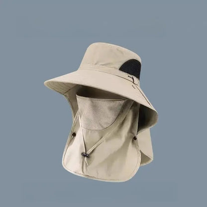 Wide Brim Sun Hat, Men's Safari Hat,  360° Sun Protection, UPF50+, Shade Hat, Insect Repellent, Mesh, Breathable, UV Protection
