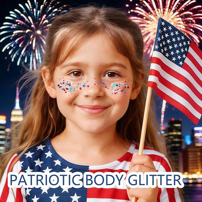 🦅4th of July Glitter Stick✨🔔Red, White & Blue Body & Hair Sparkle