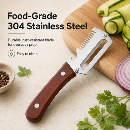 Stainless Peeler , High-Grade Durability, Clean, Precision Peeling + Bottle Opener