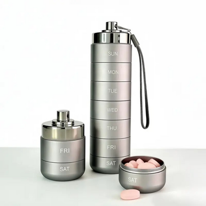 💊Portable Metal Pill Organizer – 7-Day Medicine, Vitamin & Supplement Holder