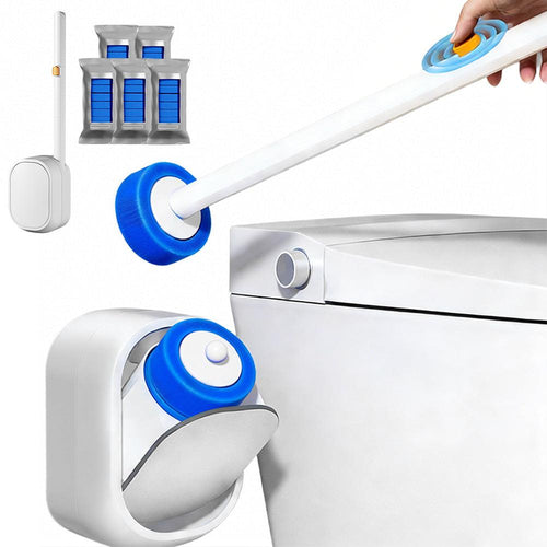 💧Disposable Toilet Bowl Brush and Holder Cleaning System with Cleanser-Infused Heads
