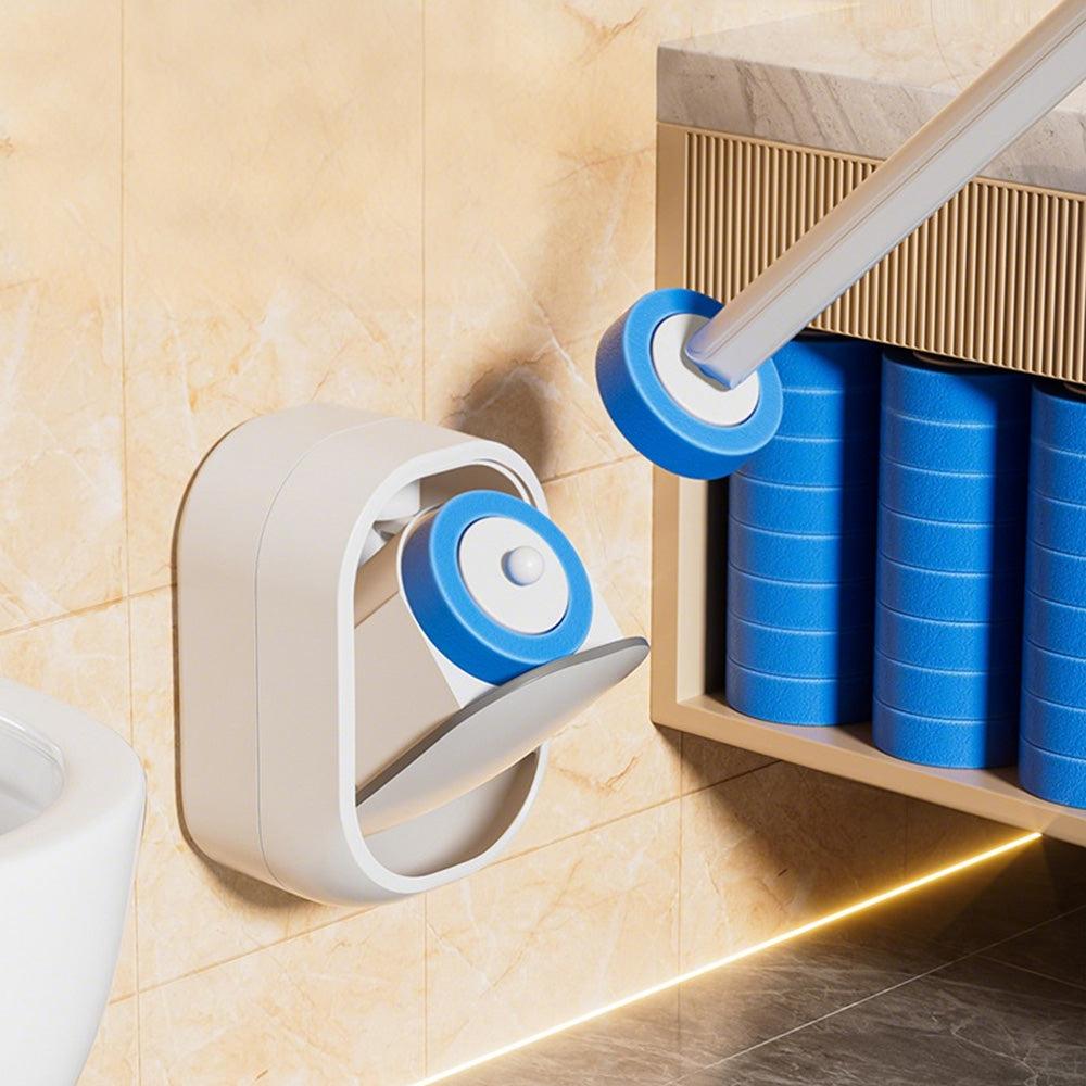 💧Disposable Toilet Bowl Brush and Holder Cleaning System with Cleanser-Infused Heads