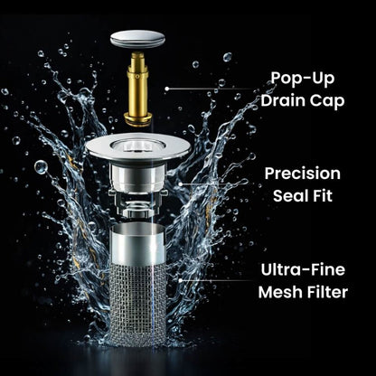 2-Pack Pop-Up Bathroom Sink Drain Stopper with Hair Catcher