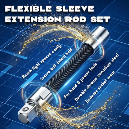 💖1/2-Inch Flexible Socket Extension Set – 35cm Bendable Ratchet Wrench Extenders for Tight Spaces