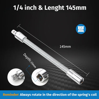 💖1/2-Inch Flexible Socket Extension Set – 35cm Bendable Ratchet Wrench Extenders for Tight Spaces