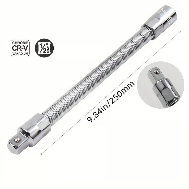 💖1/2-Inch Flexible Socket Extension Set – 35cm Bendable Ratchet Wrench Extenders for Tight Spaces