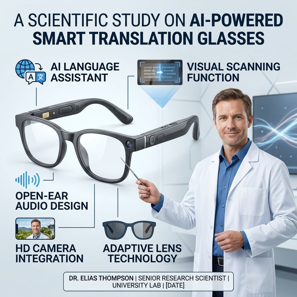 🕶️Wearable AI Translator & Voice Recorder – Multilingual Communication Assistant with Hands-Free Calls & Music Playback