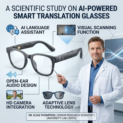 🕶️Wearable AI Translator & Voice Recorder – Multilingual Communication Assistant with Hands-Free Calls & Music Playback