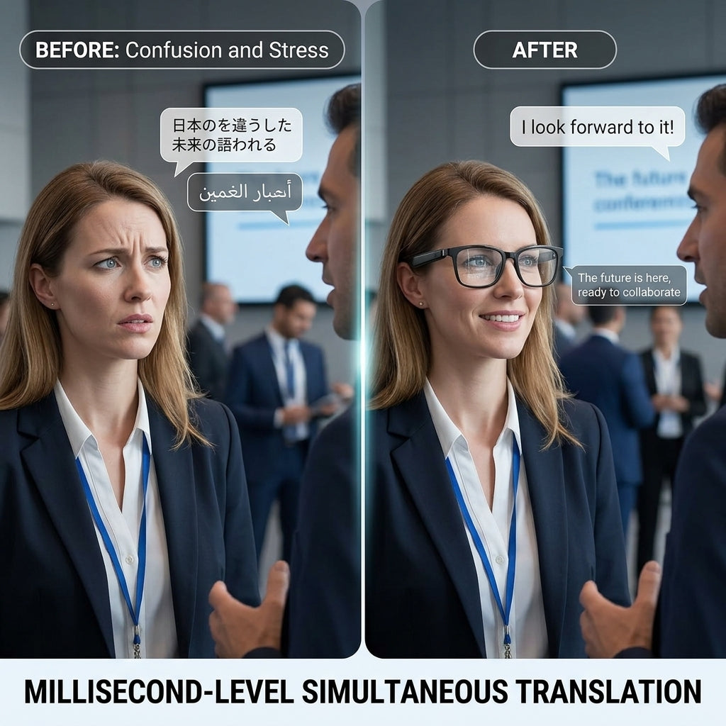 🕶️Wearable AI Translator & Voice Recorder – Multilingual Communication Assistant with Hands-Free Calls & Music Playback