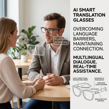 🕶️Wearable AI Translator & Voice Recorder – Multilingual Communication Assistant with Hands-Free Calls & Music Playback