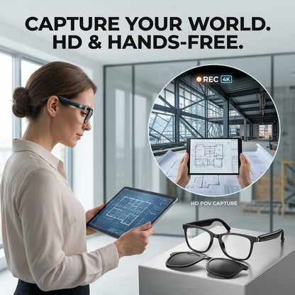 🕶️Wearable AI Translator & Voice Recorder – Multilingual Communication Assistant with Hands-Free Calls & Music Playback