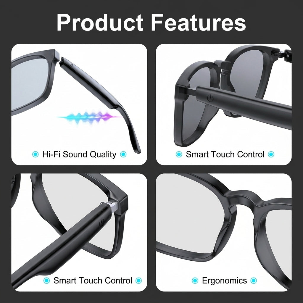 🕶️Wearable AI Translator & Voice Recorder – Multilingual Communication Assistant with Hands-Free Calls & Music Playback
