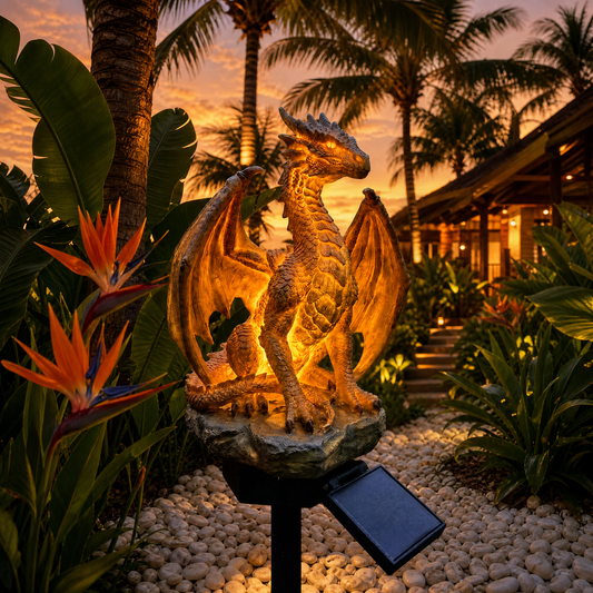 🐉Solar Dragon Garden Statue Light - Golden Ember Fantasy Outdoor Decor