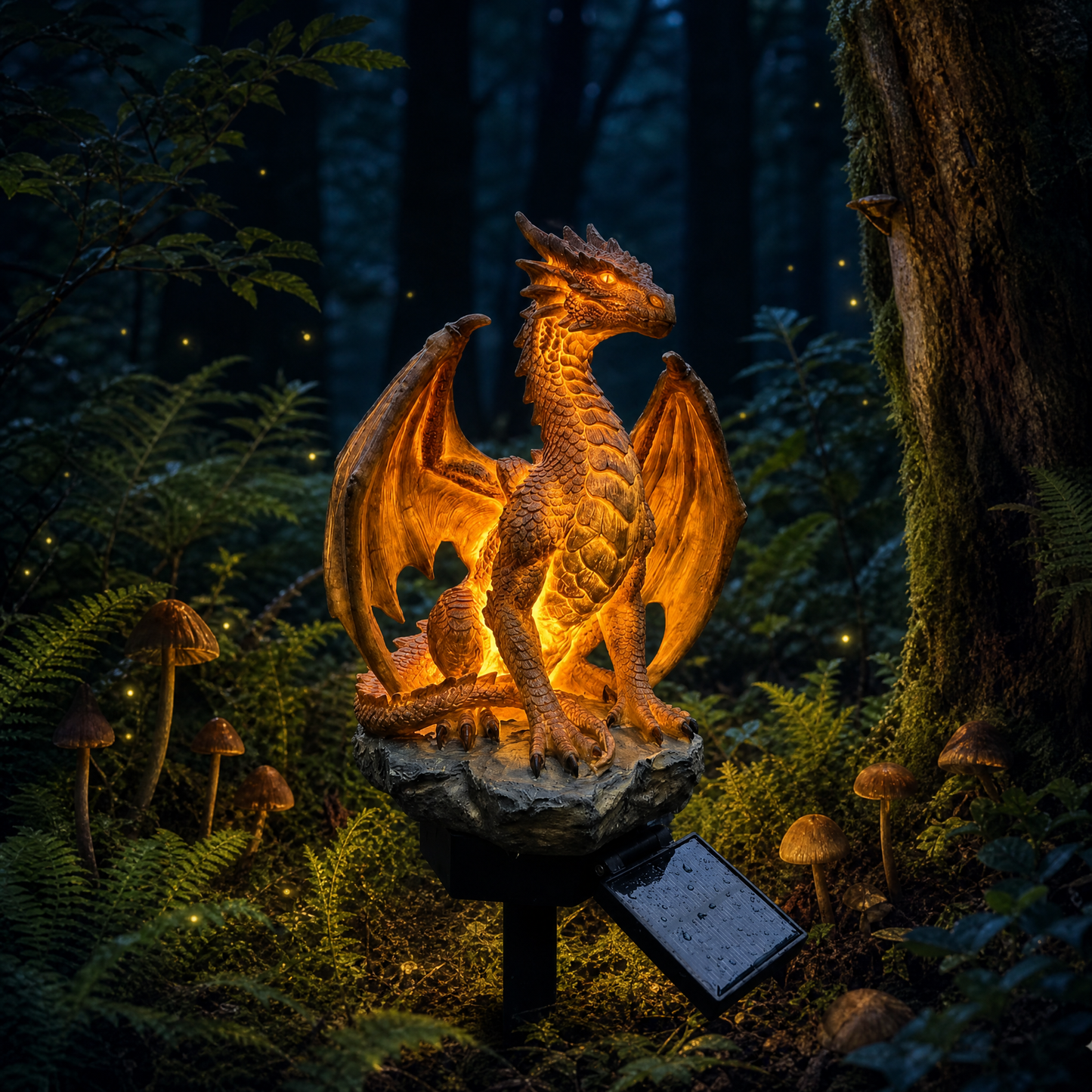🐉Solar Dragon Garden Statue Light - Golden Ember Fantasy Outdoor Decor