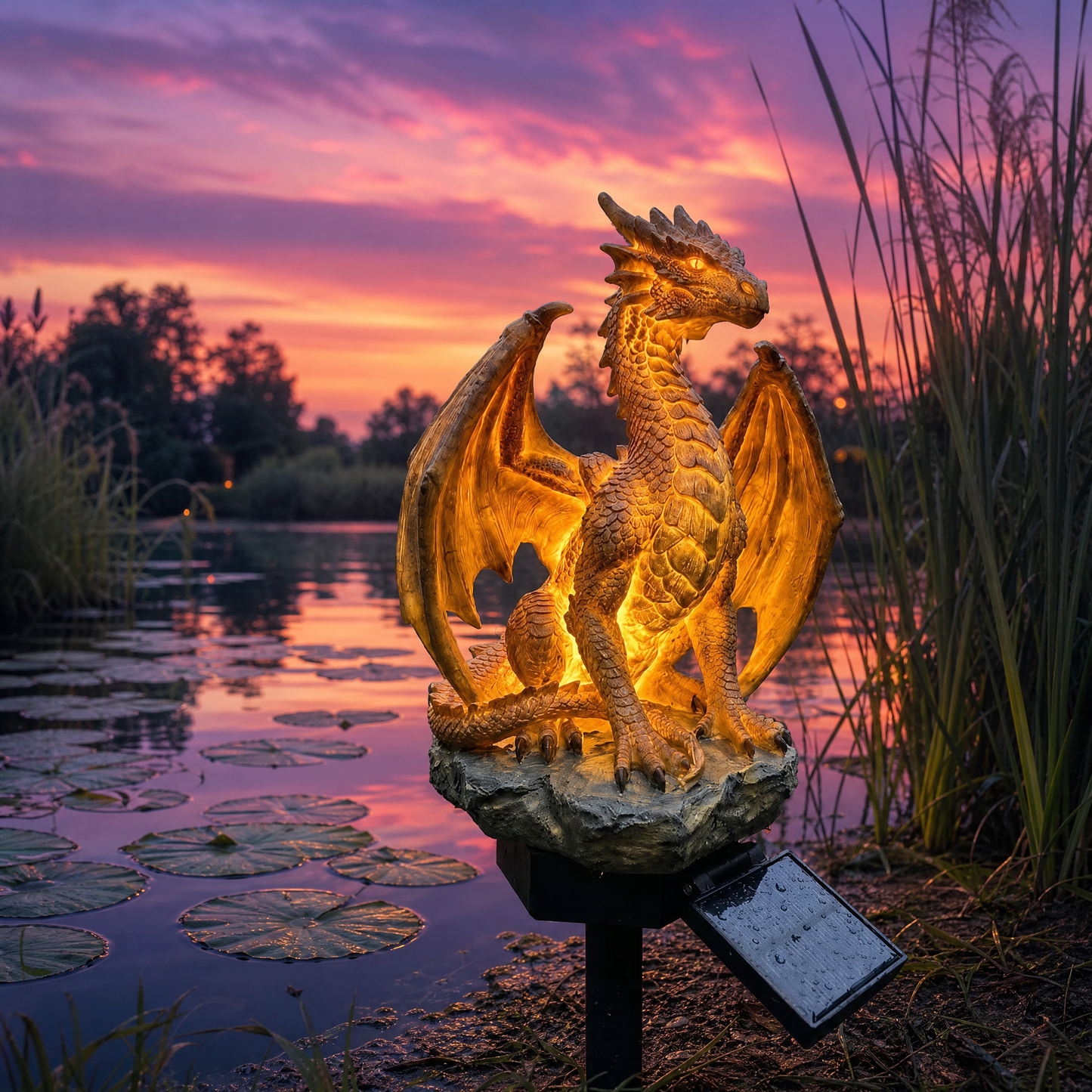 🐉Solar Dragon Garden Statue Light - Golden Ember Fantasy Outdoor Decor