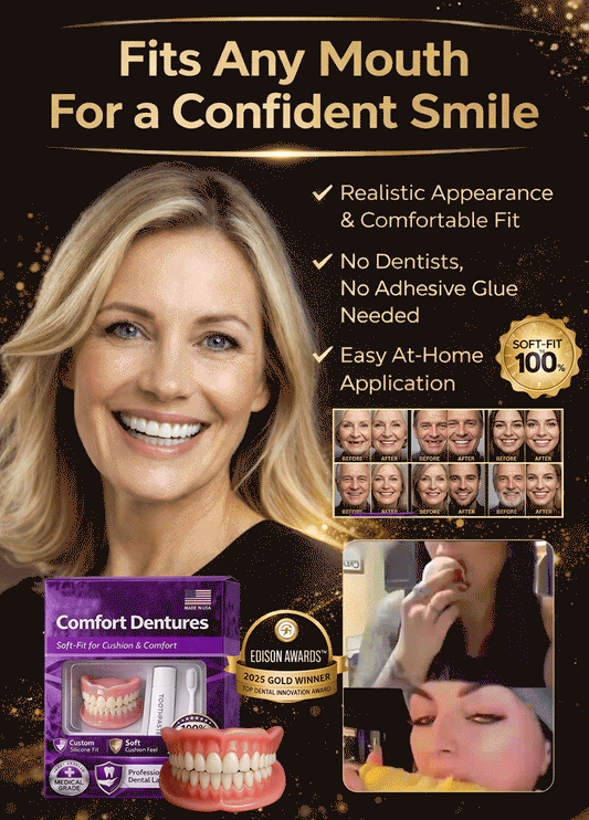Full Set Natural Dentures Upper & Lower Silicone Fake Teeth Braces Comfort Fit Instant Confidence Smile Oral Care For Men Women