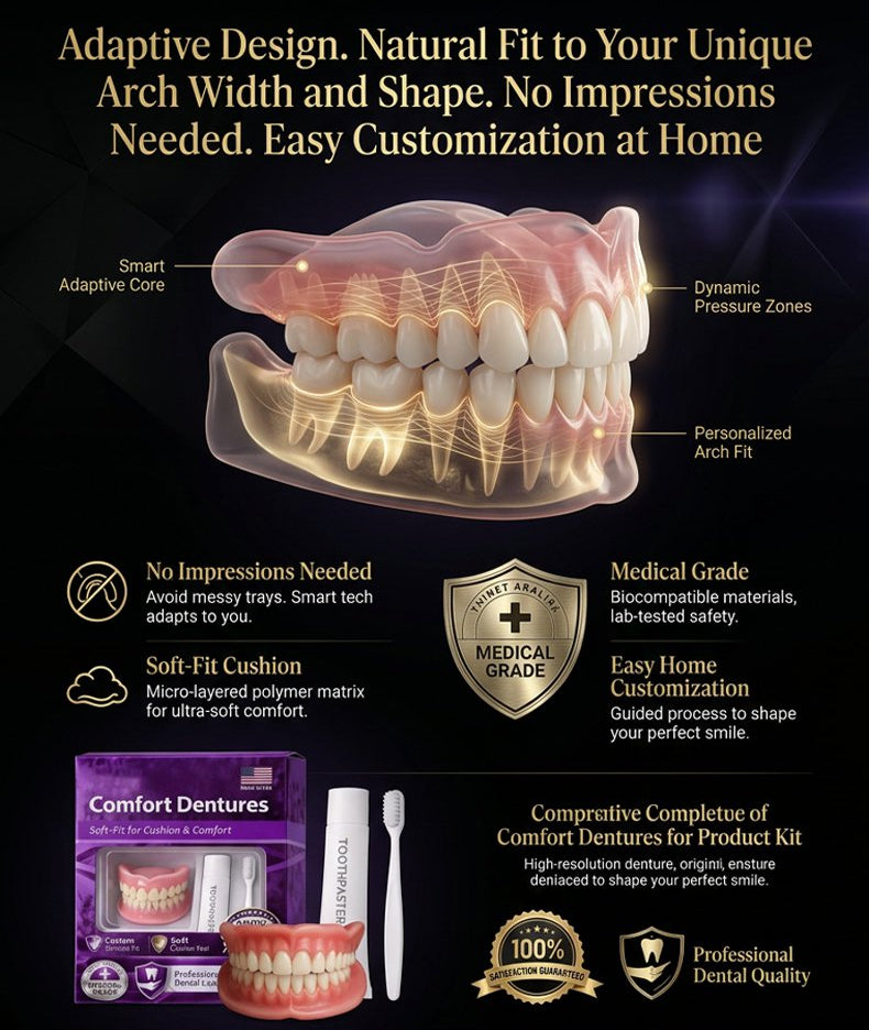 Full Set Natural Dentures Upper & Lower Silicone Fake Teeth Braces Comfort Fit Instant Confidence Smile Oral Care For Men Women