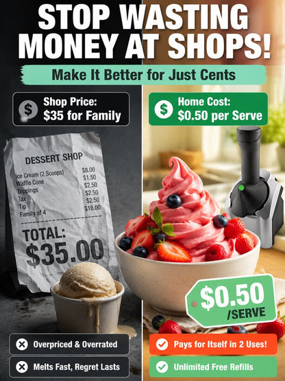 🍦100% Pure Fruit Ice Cream Maker - 60s Auto Dessert Machine