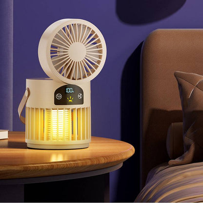 🔥Portable Rechargeable Fan with UV Bug Zapper Light