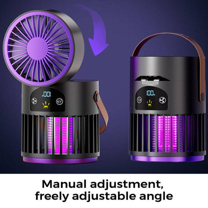 🔥Portable Rechargeable Fan with UV Bug Zapper Light