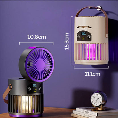 🔥Portable Rechargeable Fan with UV Bug Zapper Light