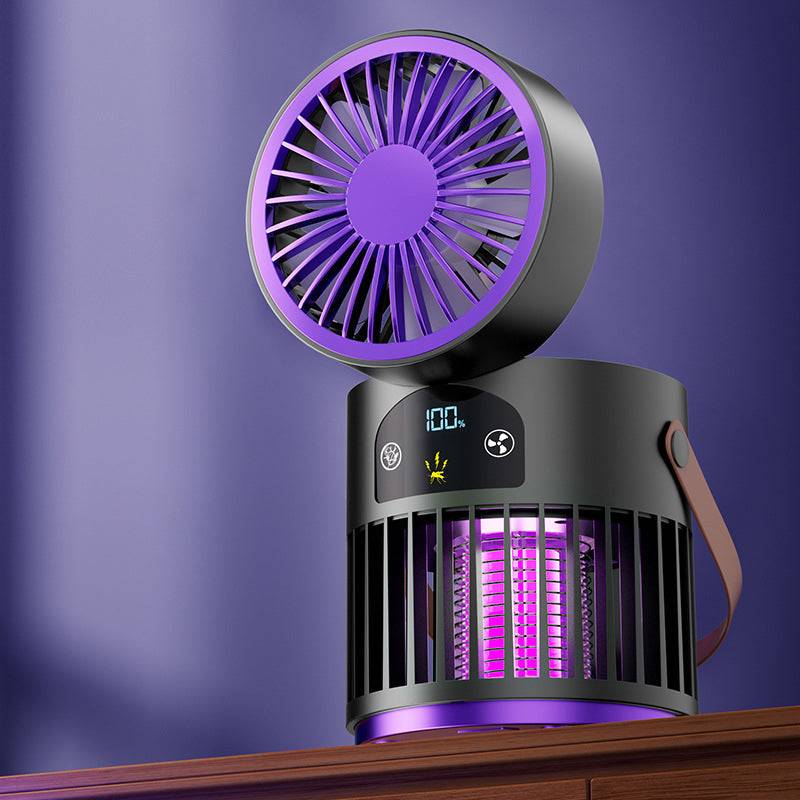 🔥Portable Rechargeable Fan with UV Bug Zapper Light