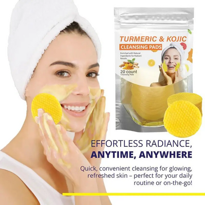 Turmeric & Kojic Acid Cleansing Pads,Gentle Deep Clean Soft Texture FacialSkincare Pads