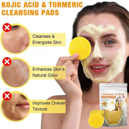 Turmeric & Kojic Acid Cleansing Pads,Gentle Deep Clean Soft Texture FacialSkincare Pads