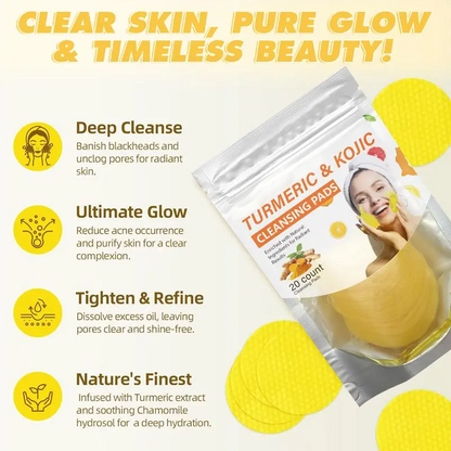 Turmeric & Kojic Acid Cleansing Pads,Gentle Deep Clean Soft Texture FacialSkincare Pads