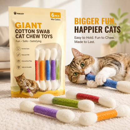 🐱Giant Cotton Swab Shaped Felt Cat Chew Toys